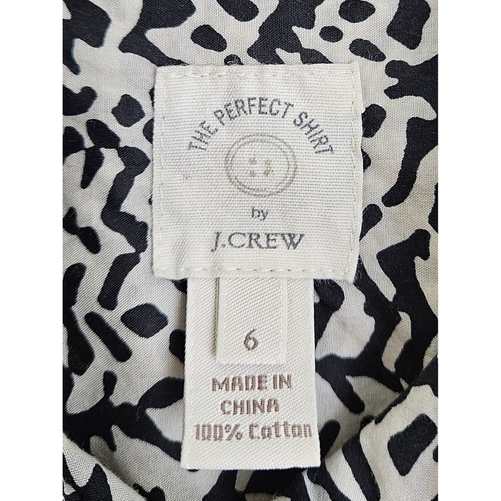 J.Crew‎ The Perfect Shirt Button Down 100% Cotton Black Cream Women's Size 6 - Picture 3 of 7